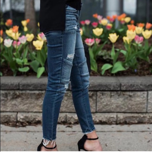 Foxy Fave Dark Distressed Moto Skinny Jeans - Picture 4 of 7